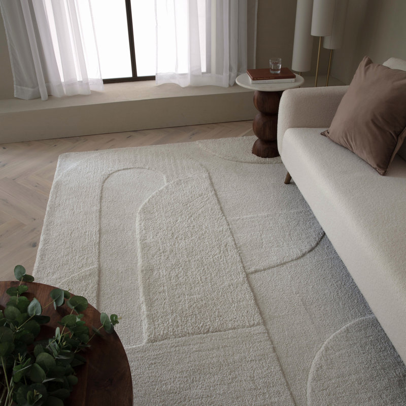 Claverton Cozy Geometric Tufted Ivory Area Rug, Rectangle 200 x 290cm