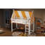 Lit mezzanine blanc avec lit à baldaquin, lumières à DEL et étagère à livres - conception à baldaquin ludique pour la décoration de chambre