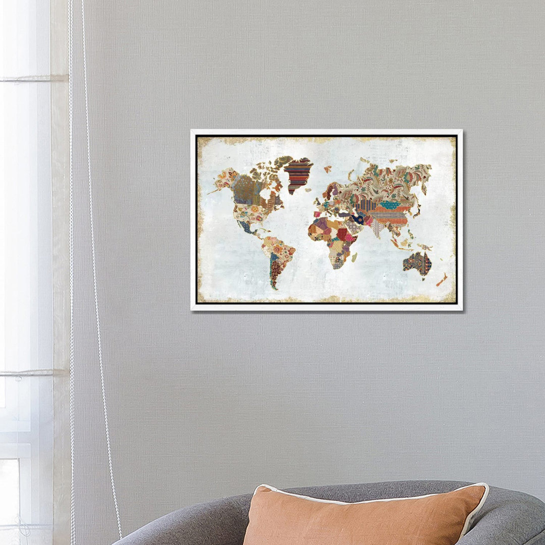 Pattern World Map von Laura Marshall - Galerie-verpackte Leinwand Giclée auf Leinwand