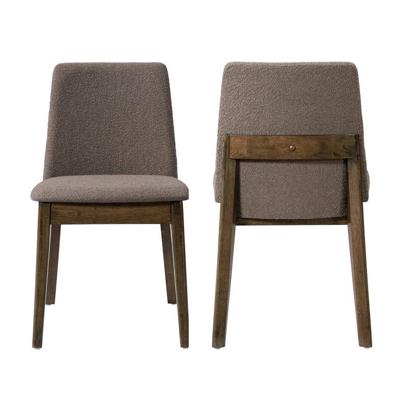 Chaises de salle à manger rembourrées sans accoudoirs avec pieds en bois massif Aveline, Coussin brun / structure en noyer