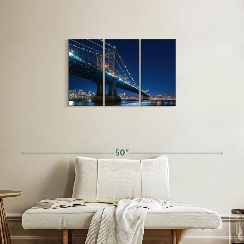 Lilie NYC Bridge At Night, H 20 po x l 33 po
