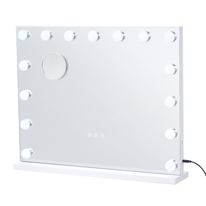 Hollywood Vanity Mirror With Lights w/ USB Desktop Wall-mount, 26" x 22"