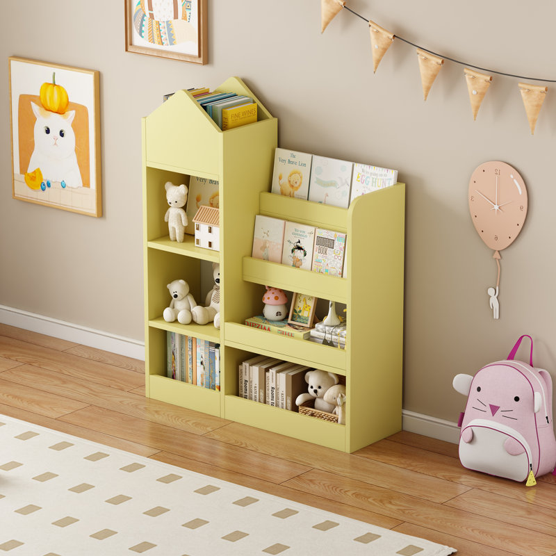 Organisateur de rangement de jouets en bois, Jaune