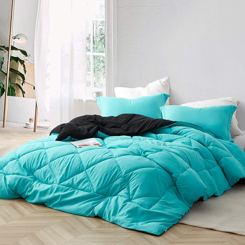 Box Stitch Comforter Set, Twin XL Comforter, Smoke Blue/Gray