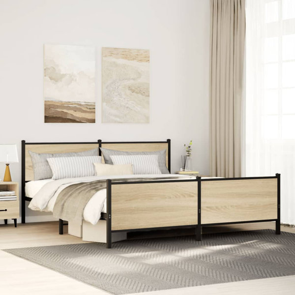 Borough Wharf Metal Bed Frame Without Mattress Sonoma Oak 193X203 Cm
