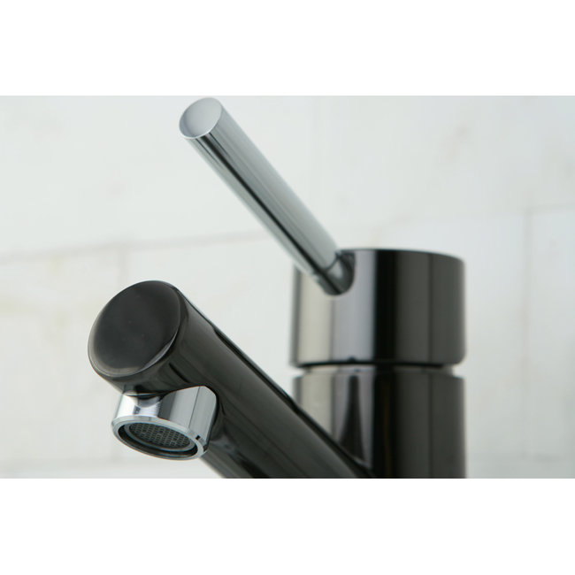 Water Onyx Centerset Bathroom Faucet with Brass Pop-Up, Black Nickel/Polished Chrome