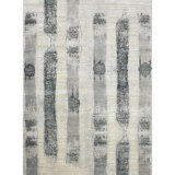 Handmade Silk and Wool Geometric Area Rug