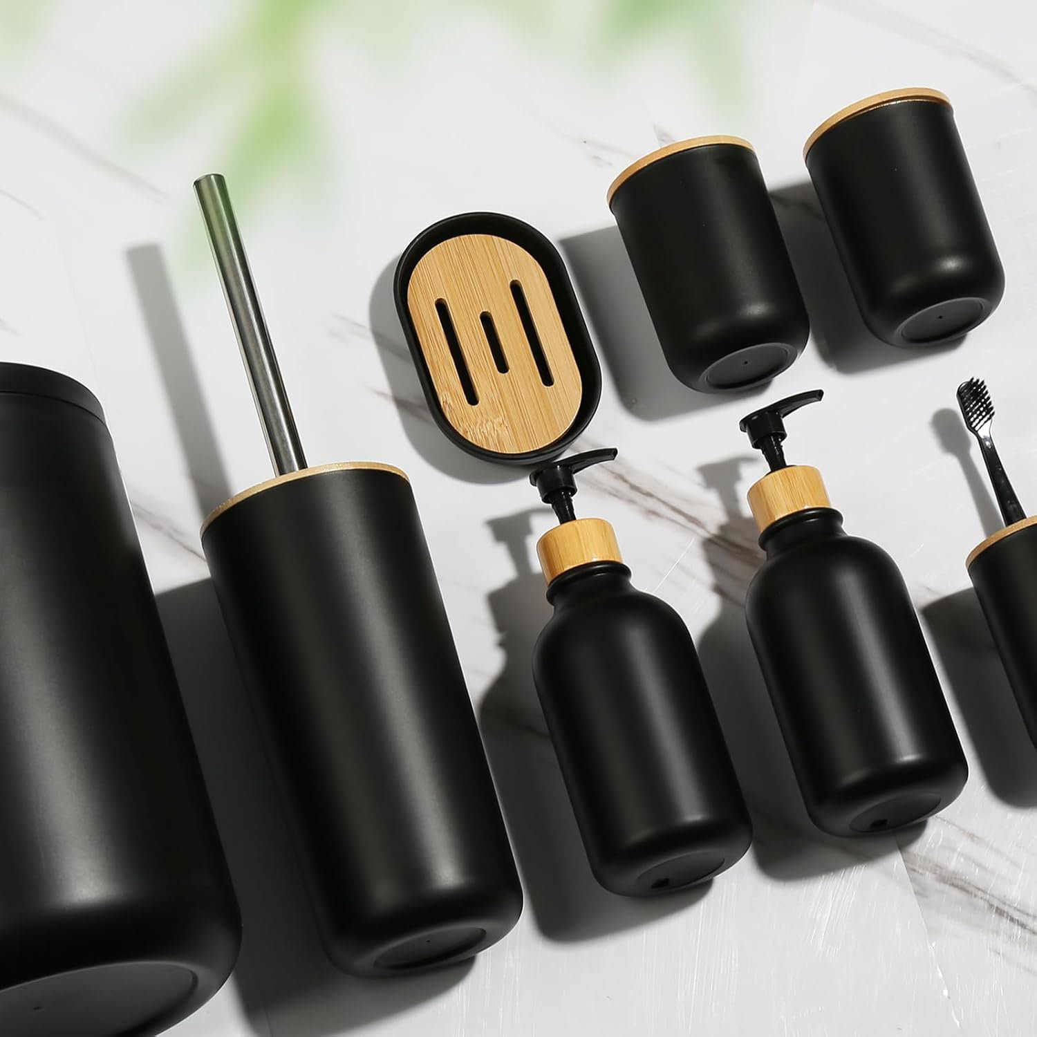 Latitude Run® Black Bathroom Accessories Set 8 PCS, Matte Black ...