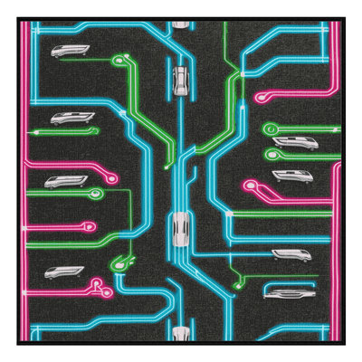 Machine Washable Transportation Gray Area Rug