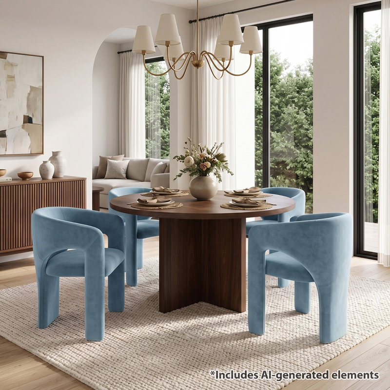 Ensemble de salle à manger 5 pièces, Bleu clair