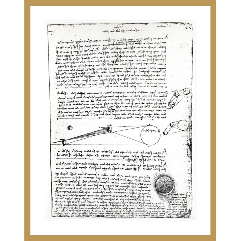 Schémas astronomiques suivants «2r from the Codex Chester» par Leonardo da Vinci, impression giclée encadrée