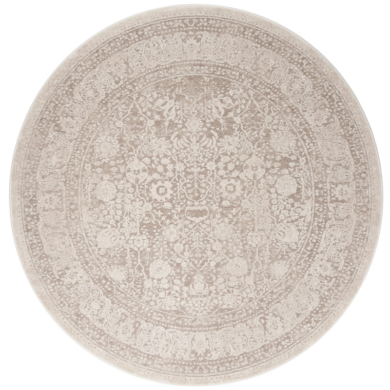 Tapis oriental beige / crème Calidi, Rond 5 pi