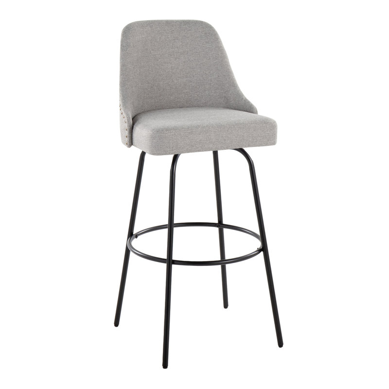 Tabouret de bar contemporain à hauteur fixe avec pivot, Gris