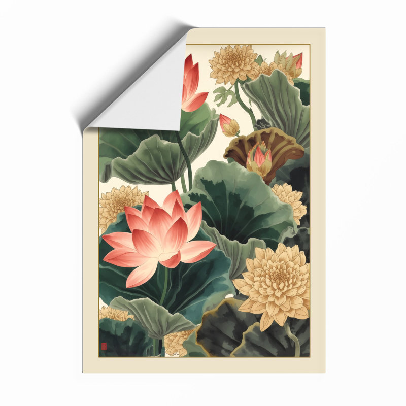 Lotus Bloom in Silence Japandi - Framed Print, Unframed, A3 - 42.0 x 29.7 cm