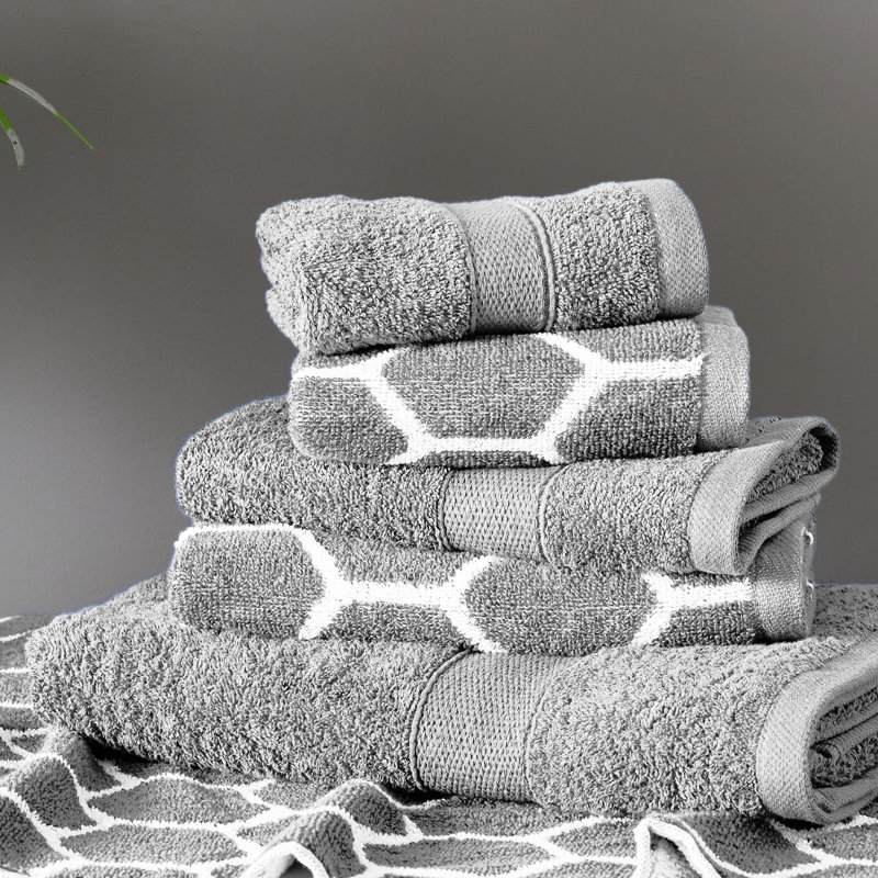 Ensemble de serviettes 6 pièces 100% coton, gris