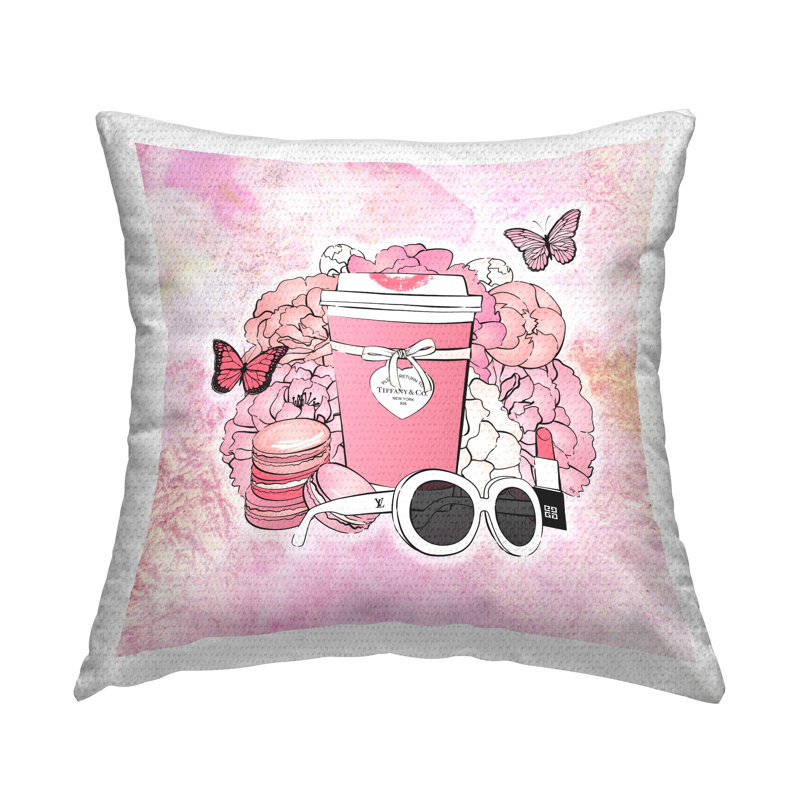 Coussin d'extérieur imprimé Stupell Industries Glam Coffee & Pivoines par Martina Pavlova