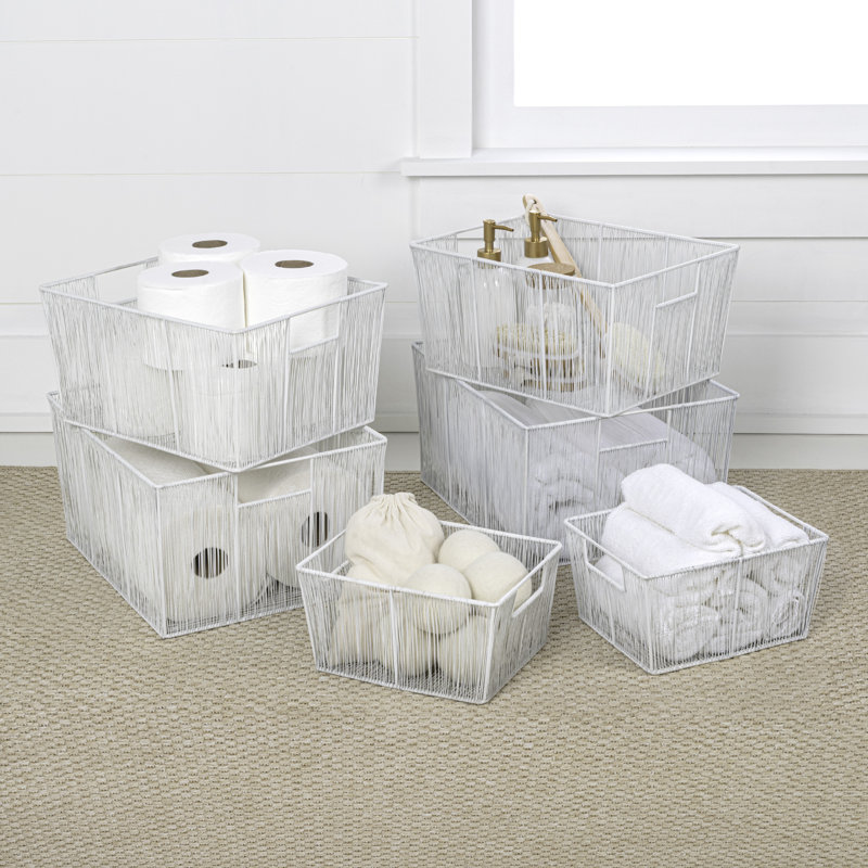 Ensemble de 6 paniers de rangement Sutton Modern Glam, Blanc