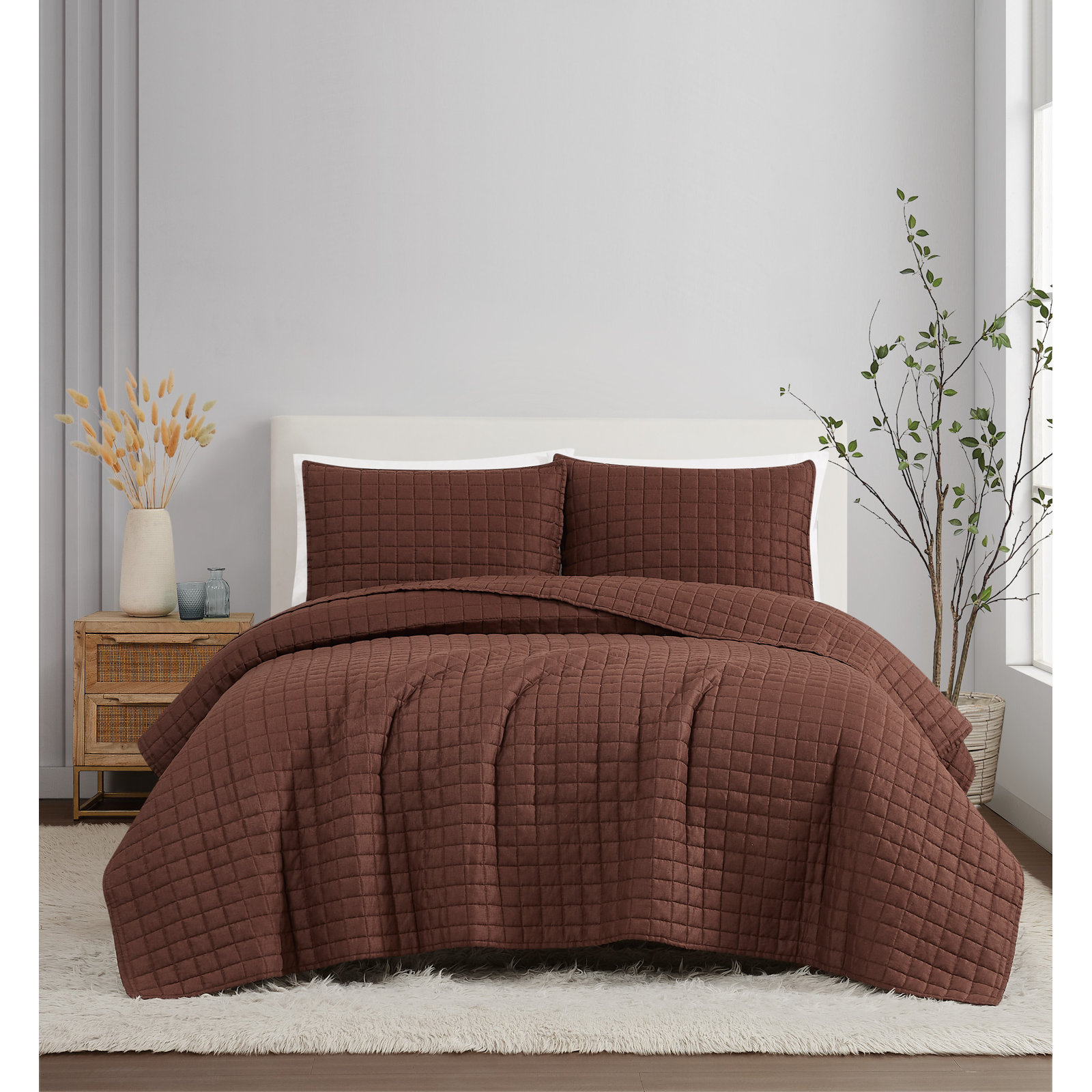 Nena Bedding, Queen + 2 Standard Shams, Brown