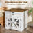 Farmhouse Nightstand Side Table with Chargers, 24” Side Table with Drawer Combination Lock and Wire Barn Door-1086739070