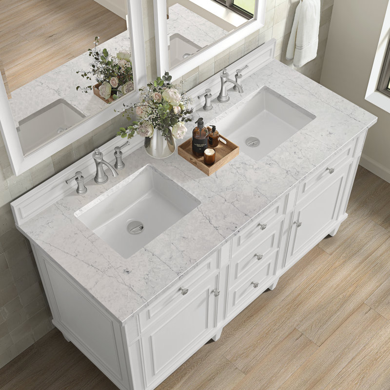 Lorelai 60'' W Double Vanity, Whitewashed Oak, Tajnar Eclos