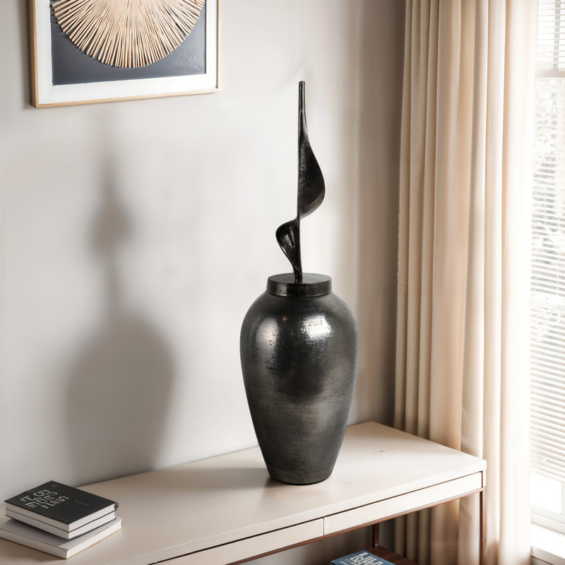 Hoss Small Urn With Topper, Overall Height - 33"