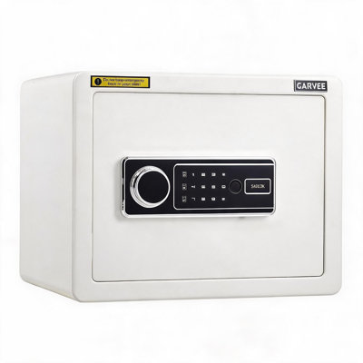 Fireproof Waterproof Home Safe Box with Biometric Fingerprint Lock, Dual Alarm & LED Light, 4-in-1 Access Security Safe for Valuables, Money & Jewelry, White