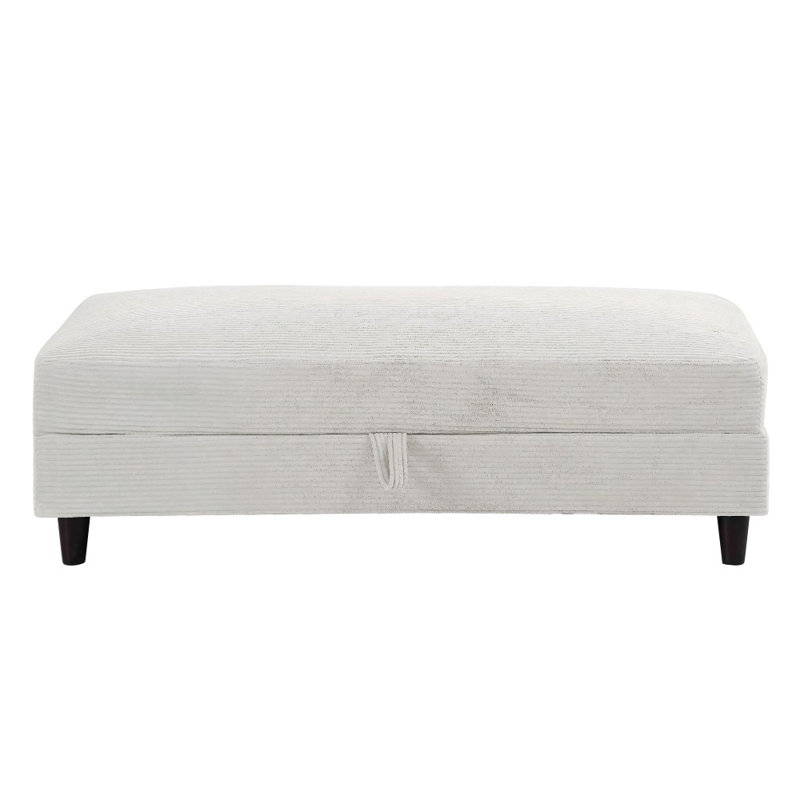 Ambe Corduroy Upholstered Storage Bench, White