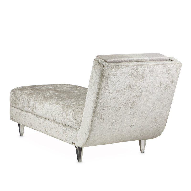 Silver Velvet Armless Chaise with Acrylic Feet