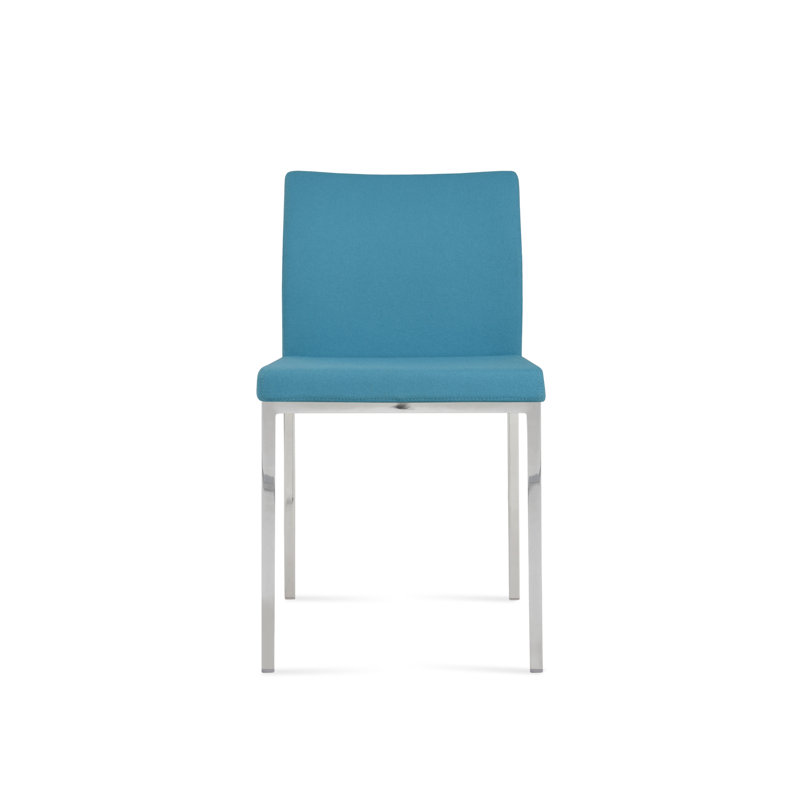 Aria Metal Side Chair, Wool Turquoise, Chrome