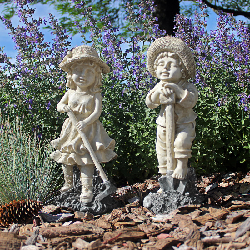 Young Gardeners 2 Piece Statue Set