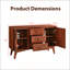Buffet Mid-Century moderne avec cadre en bois massif, 2 portes, 3 tiroirs et tablettes réglables pour un rangement et une présentation polyvalents
