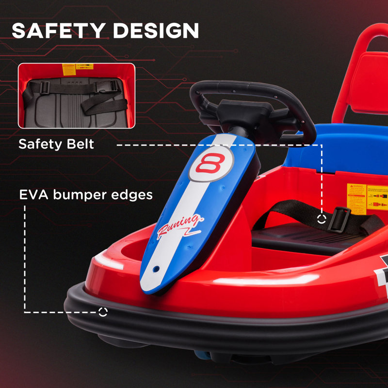 Red 6V Electric Ride-On Bumper Car for Kids
