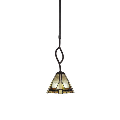 Mini-luminaire suspendu Hiroko Revo présenté en granit foncé avec verre Zion 7 po