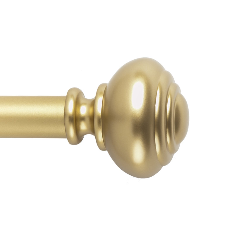 Taylor Steel Adjustable Single Curtain Rod, 36" - 72", Golden Brass