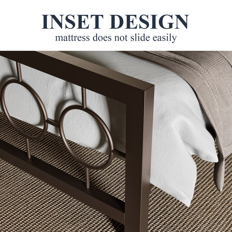 Bloneva Metal Open-Frame Bed, Queen, Brown
