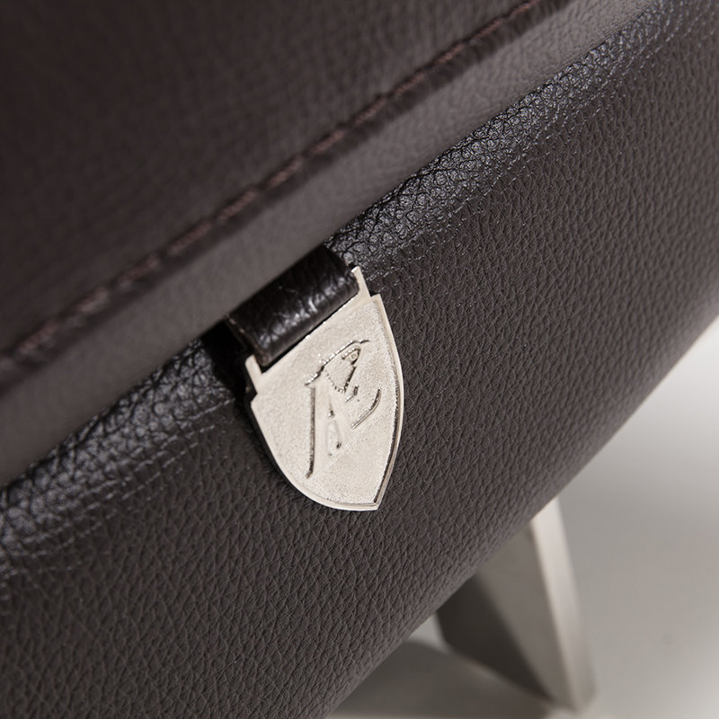 Fauteuil club Barrackville, Cuir véritable chocolat