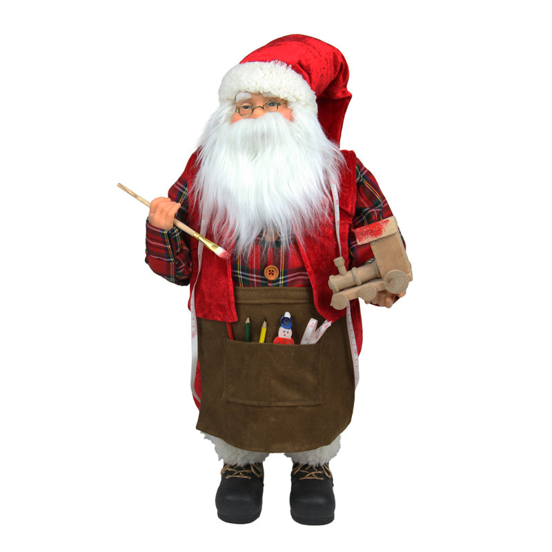 Figurine de père Noël animée 24 "rouge et blanche peignant un train jouet