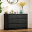 Commode 6 tiroirs pour chambre à coucher Commode large pour couloir noir-2047234644