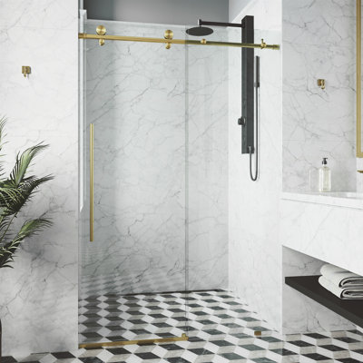 Elan E-Class 68-72" W x 76" H Sliding Frameless Shower Door with 3/8" Clear Glass