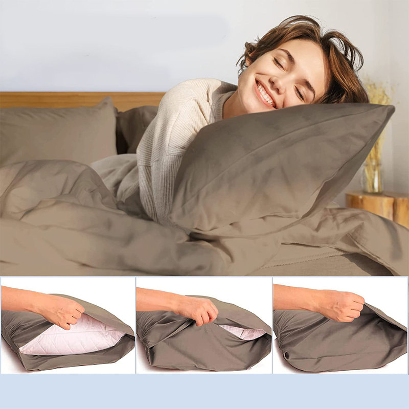 LuxClub 2 PC Tree Bark King Performance Microfiber Solid Pillowcase Set, Tree Bark, King Pillowcase
