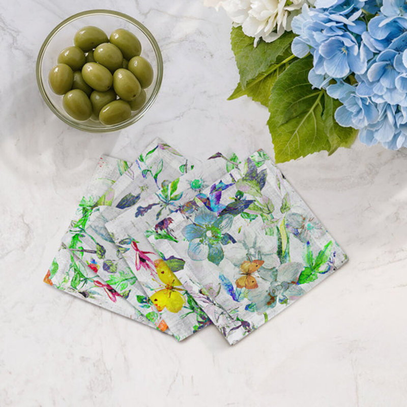 Garden Fantasia Cotton Sateen Cocktail Napkins