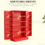 Armoire de cuisine rouge, étagère à 5 niveaux, 12 portes épices, portes magnétiques, tablettes réglables, design-133003286