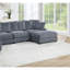 Ensemble modulaire contemporain gris foncé 6 pièces modulaire en velours côtelé LAF et RAF 2 chaises sans accoudoirs 2 x repose-pieds