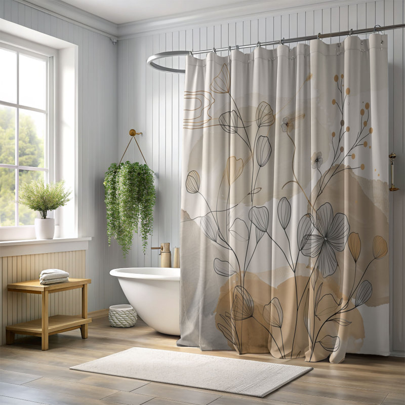 Rideau de douche standard neutre 1 pièce, H 74 po x l 71 po