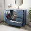 Meuble-lavabo autoportant de 36 po avec lavabo en céramique, panneau de fibres à densité moyenne et base en bois massif bleu, 3 tiroirs et armoire avec tablettes
