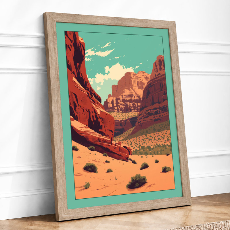 Canyon at Horizon Modern - Framed Print, A2 - 59.4 x 42.0 cm, Oak