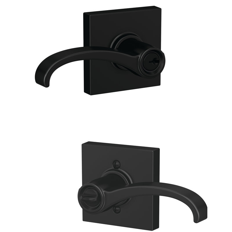 Whitney Keyed Entry Lever with Collins Trim, Matte Black