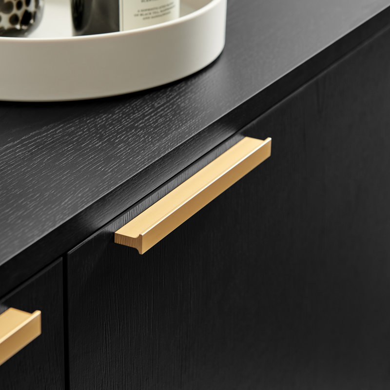 Impala Black & Copper Effect Living Room Sideboard - Sleek Scandi Design Cabinet Storage
