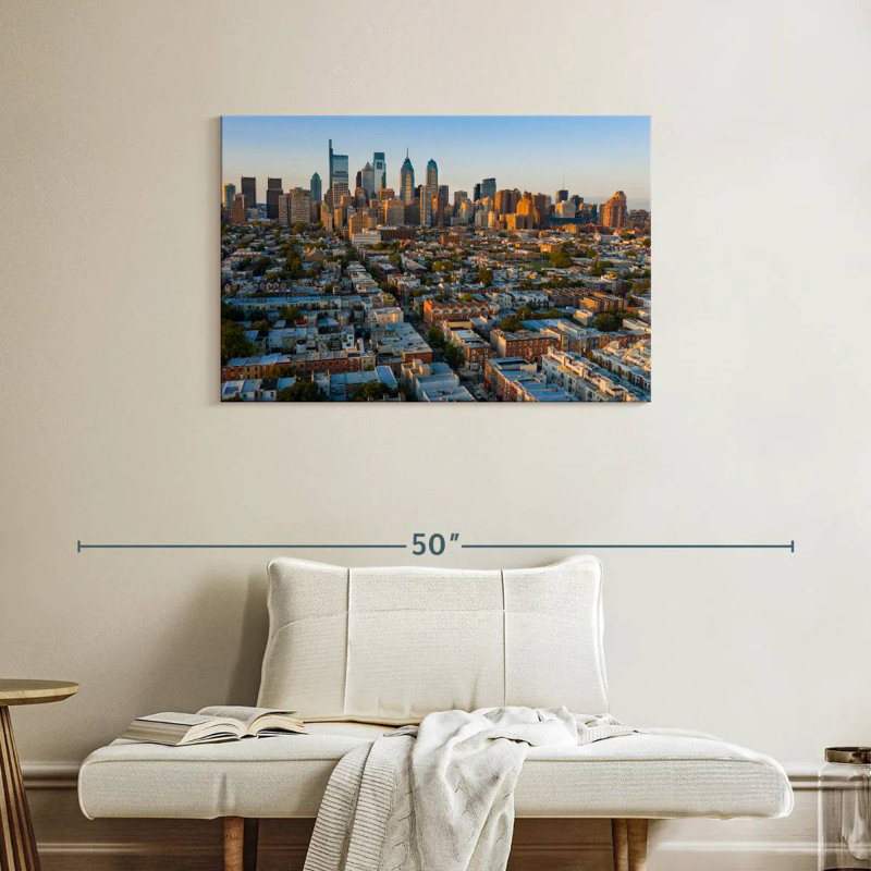 Coucher de soleil au centre-ville de Sireci, Philadelphie, H 24 po x l 36 po