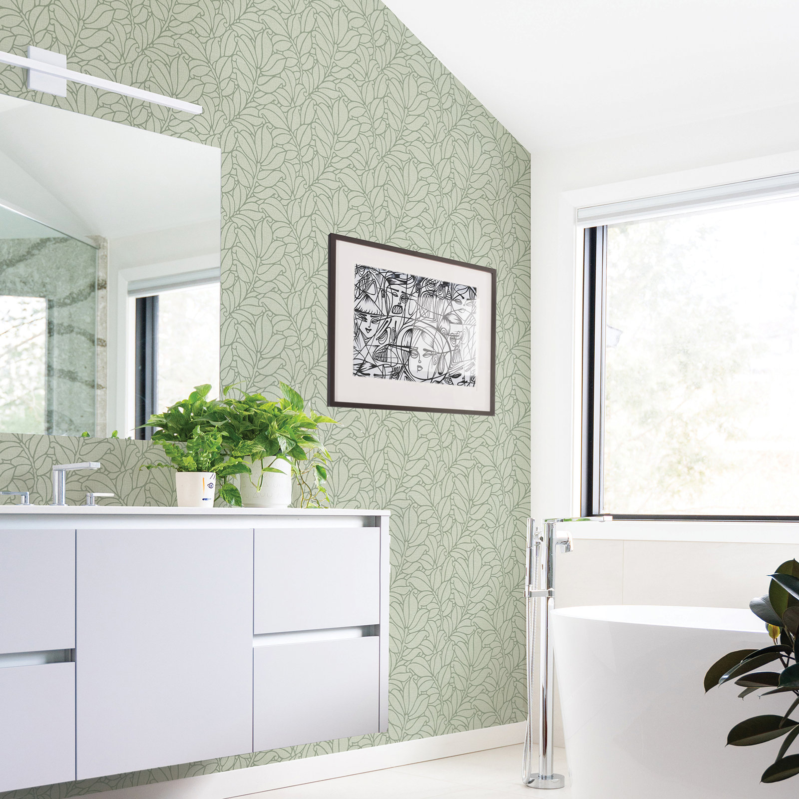 Lua Modern Floral Wallpaper, Green
